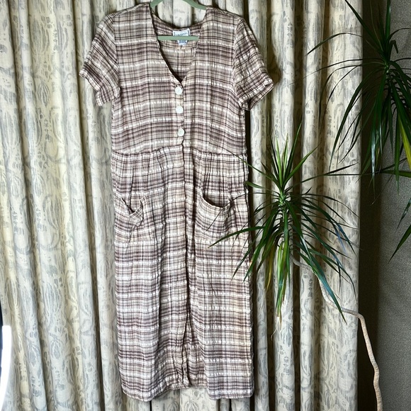 Sweet vintage plaid cotton cottage core dress Ioana Kohn look 7/8 = s/m - Picture 1 of 8